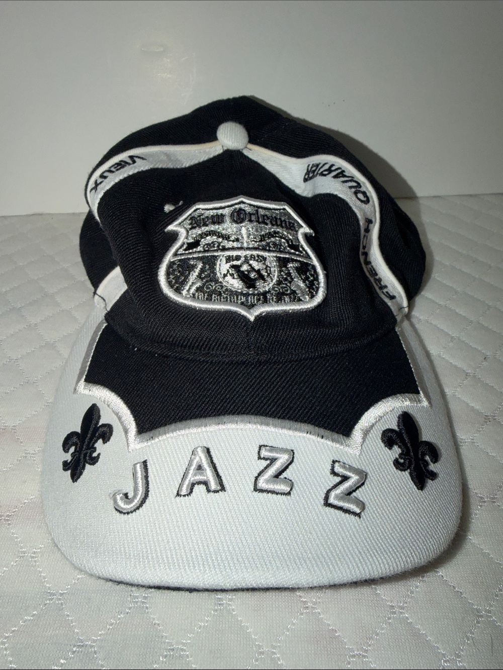 City Hunter New Orleans Jazz Black & White Baseball Cap w Fleur De Lis NWOT